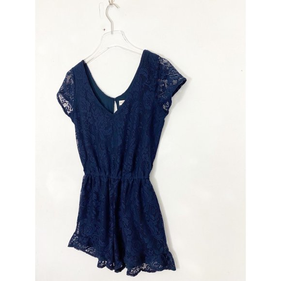 Abercrombie & Fitch Lace Navy Blue Short Romper Small - Picture 4 of 11